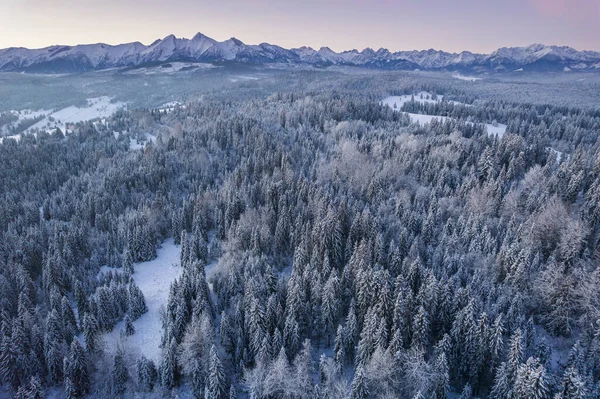 Winter Wonderland Landscape Tatra Mountains Europe Drone View — Fotografia de Stock