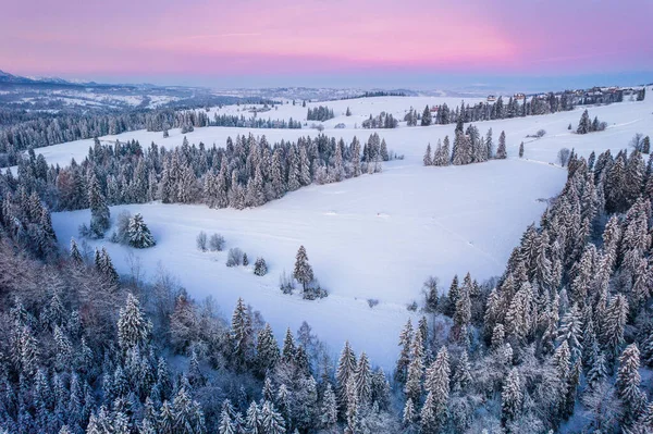 Winter Wonderland Landscape Tatra Mountains Europe Drone View — Stockfoto
