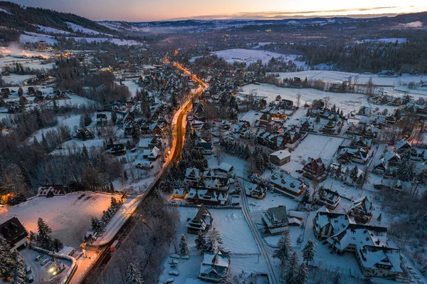 Zakopane Winter Capital Poland Aerial Drone Panoramic View Sunrise Royalty Free Stock Images