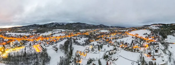 Panoramic View Zakopane Giewont Mount Drone Winter — Stockfoto