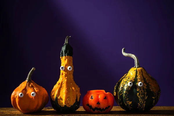 Spooky Funny Halloween Pumpkins Scary Haloween Background Template — 图库照片