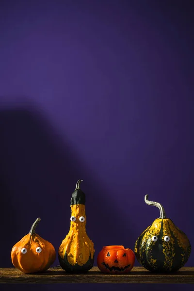 Funny Halloween Pumpkins Spooky Scary Background — Zdjęcie stockowe