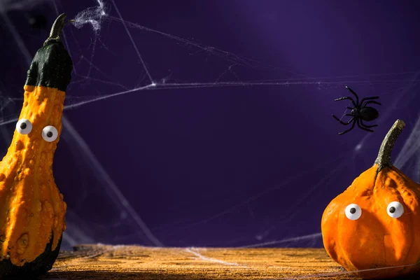 Spooky Funny Halloween Pumpkins Scary Haloween Background Template — Zdjęcie stockowe