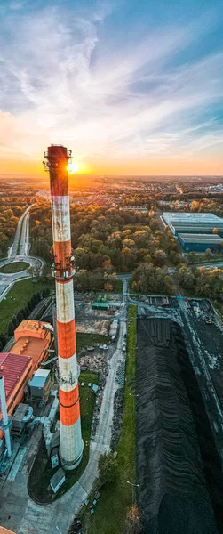 Heat Plant Coal Fuel Tarnow Poland Aerial Drone View Industrial — Zdjęcie stockowe