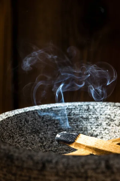 Smudge Ritual Burning Palo Santo Wooden Stick Spiritual Meditation Yoga — 图库照片