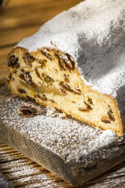 Sweet Christmas Cake Stollen , Festive Homemade Food.