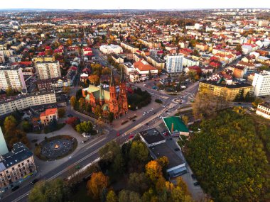 Drone View over Tarnow City at Dusk.