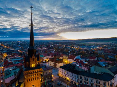 Tarnow Cathedral Church Tower and City Skyline, Poland.