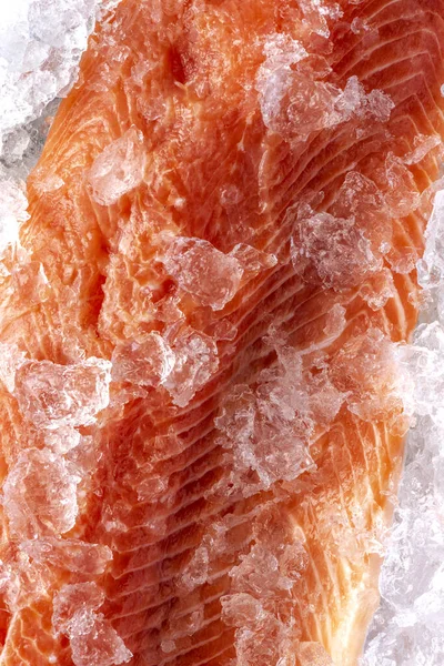 Salmon Fillet Raw Meat Ice Food Background — Zdjęcie stockowe