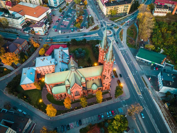 Tarnow Cathedral Church Lesser Poland Poland Drone View Twilight — стоковое фото