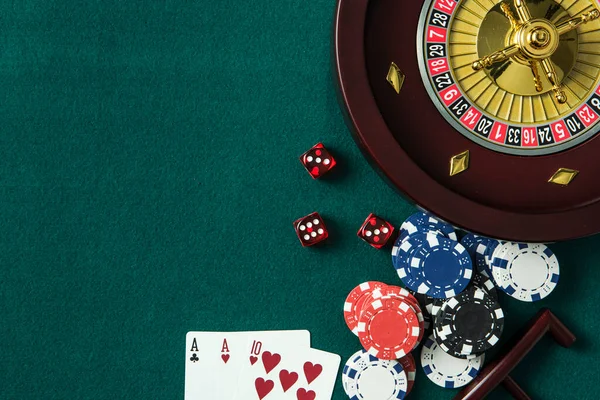 Roulette Poker Related Items Casino Background — Stok fotoğraf