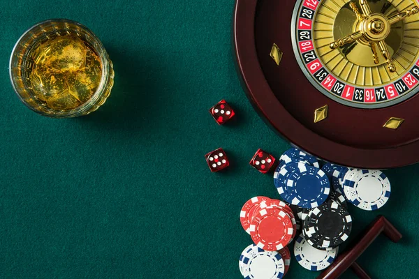 Roulette Poker Related Items Casino Background — Stok fotoğraf
