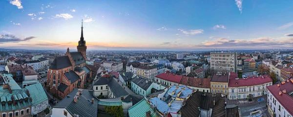 Panoramic Skyline Tarnow Old Town Lesser Poland Aerial Drone View — 图库照片