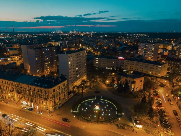 Tarnow Poland Cityscape Night City Skyline Drone View — Stock fotografie