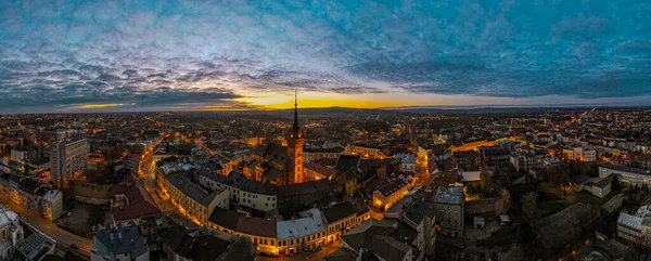 Tarnow Town Poland Skyline Panoramic Drone View Sunrise — 스톡 사진