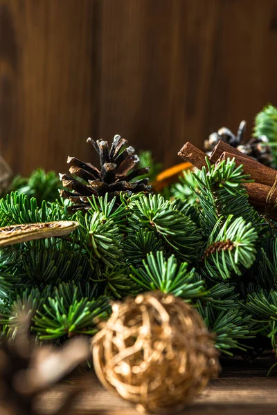 Festive Christmas Decoration Spruce Tree Wreath Garland — Stockfoto