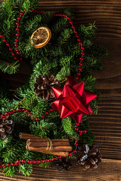 Festive Christmas Decoration Spruce Tree Wreath Garland — Stockfoto