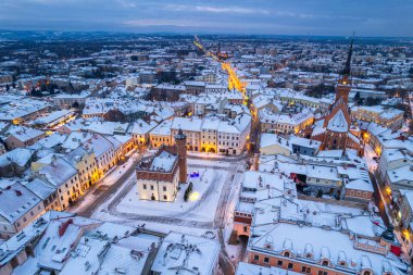 Tarnow Townscape, kışın hava aracı görüntüsü.