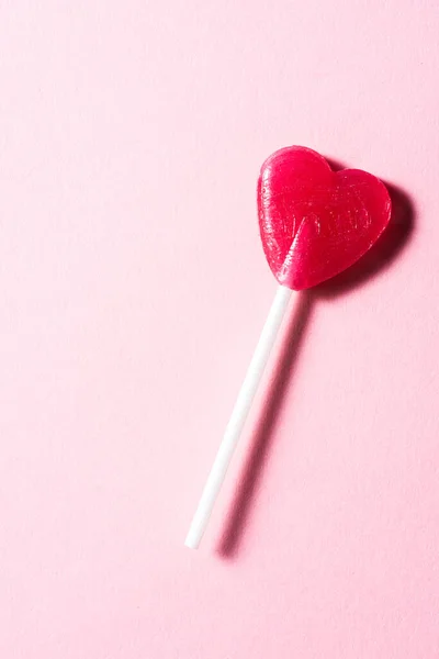 Forma Corazón Lollypop Dulce Rojo — Foto de Stock