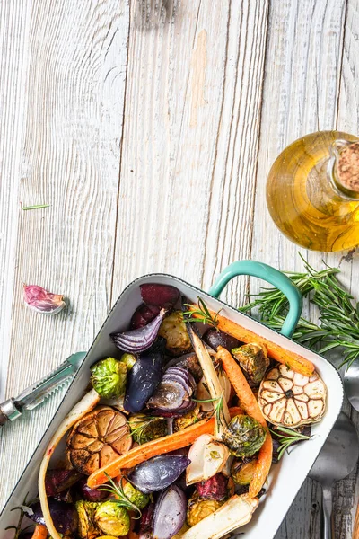 Legumes Grelhados Assados Coloridos Bandeja — Fotografia de Stock