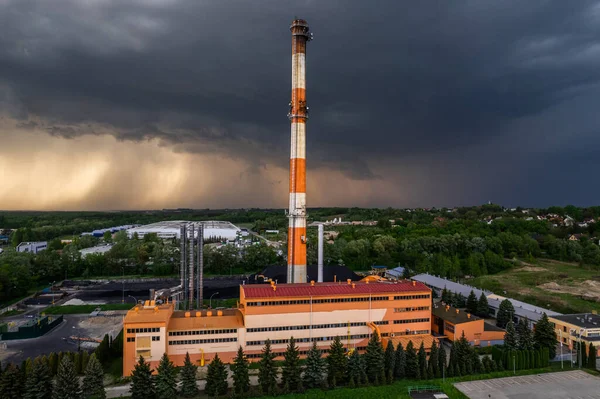 Heat Plant Coal Fuel Tarnow Poland Aerial Drone View Industrial — стоковое фото