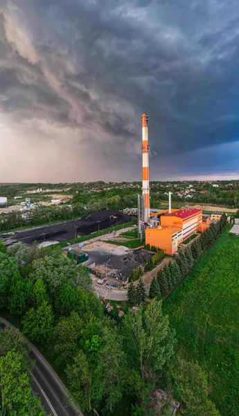 Heat Plant Coal Fuel Tarnow Poland Aerial Drone View Industrial — стоковое фото