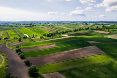 Kırsal bölgedeki Tarım Alanları Paternleri. Hava Aracı Görünümü.