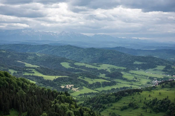 Vista Panorámica Cordillera Pieniny Los Altos Tatras Desde Palenica Szczawnica — Foto de Stock