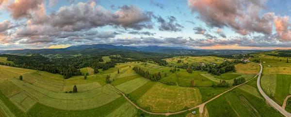 Paysage Montagneux Été Dans Région Podhale Pologne Panorama Drones — Photo