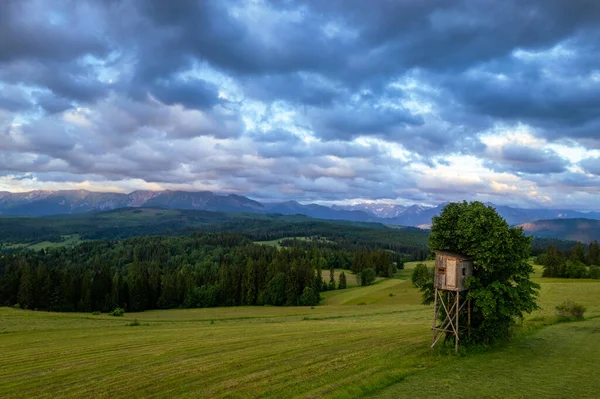 Paesaggio Campagna Nella Regione Podhale Nelle Montagne Tatra Polonia Vista — Foto Stock