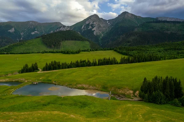 Paesaggio Naturale Tatra Montagne Regione Podhale Polonia Drone Vista Estate — Foto Stock