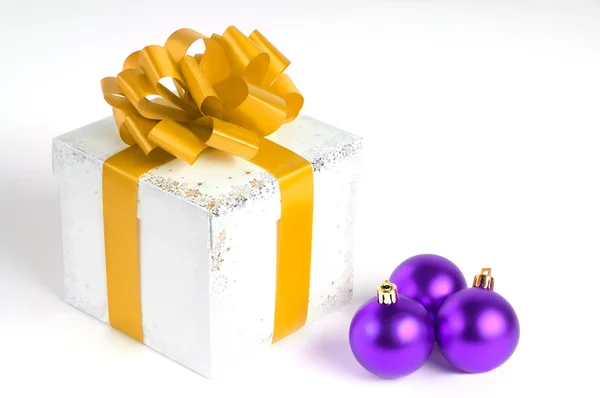 New year gift box isolated on white — Stock Photo, Image