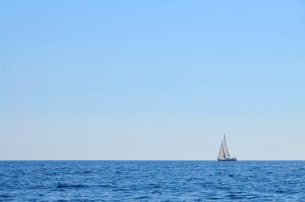 Sailboat at open sea