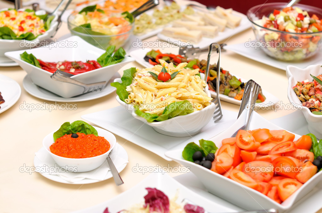 Colorful salads on the table