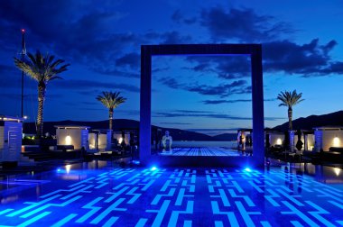 Luxury pool sunset clipart