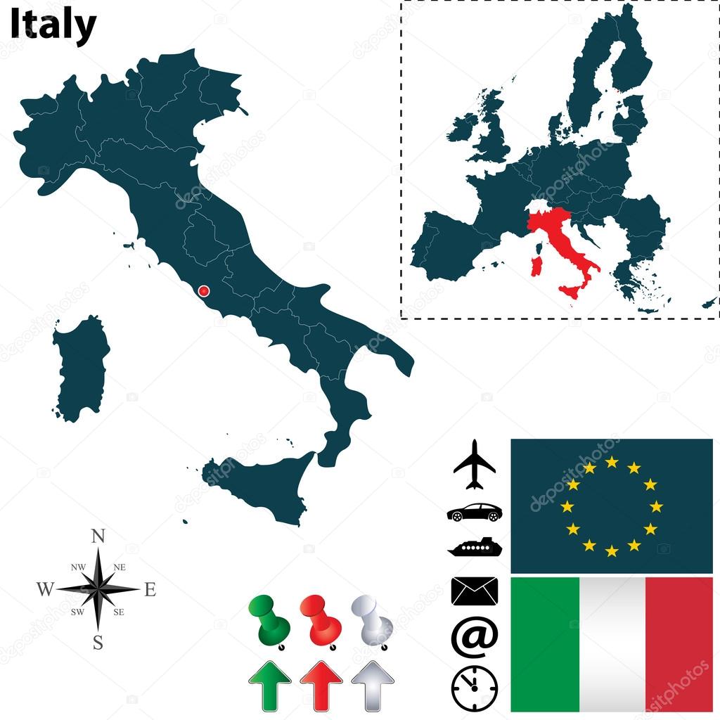 Carte de l'Italie avec l'Union européenne image ...