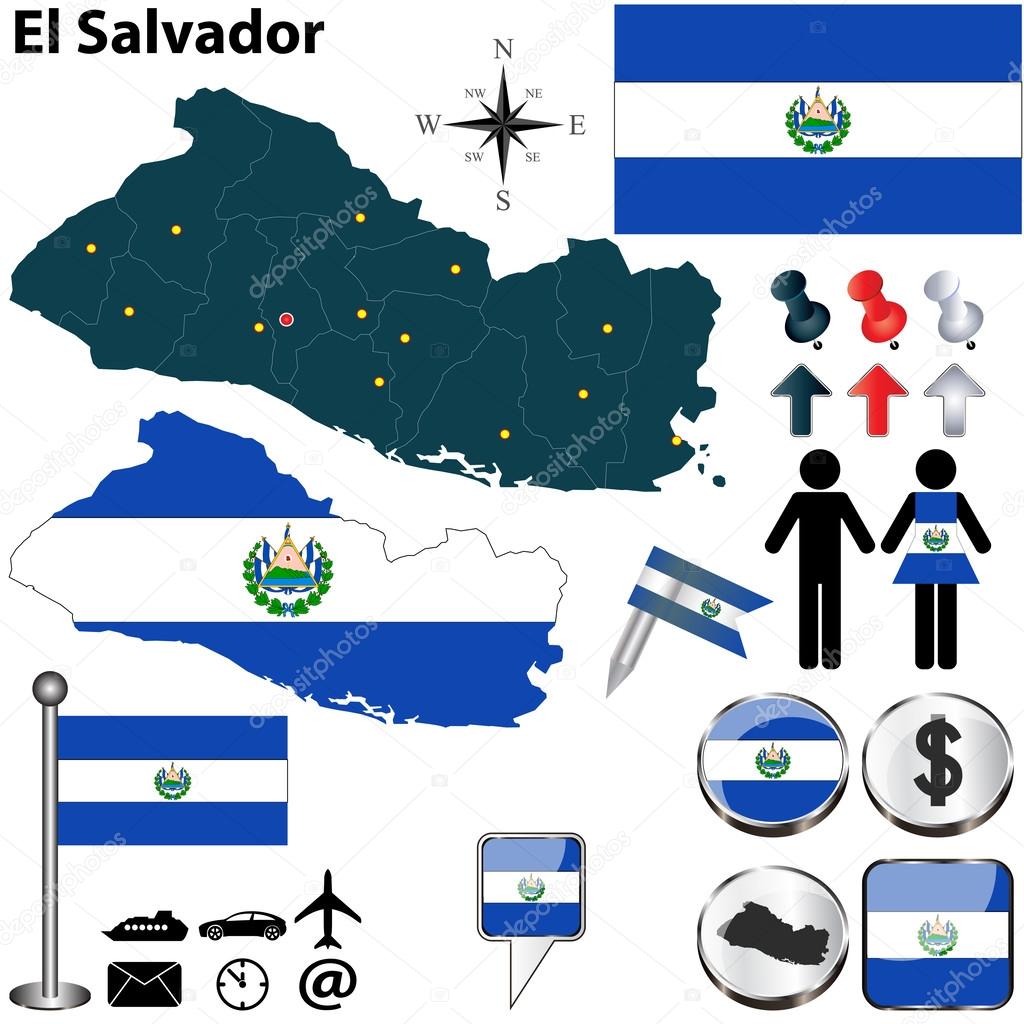 map of el salvador - 图库矢量图片