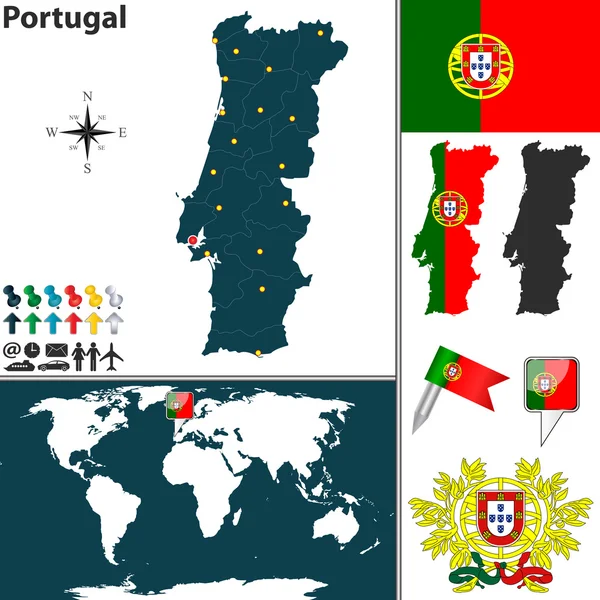 Esboço do mapa de Portugal (distritos em camadas separadas ) vetor