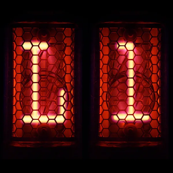 Nixie tube wskaźnik zestaw liter alfabetu. litery "l". — Zdjęcie stockowe