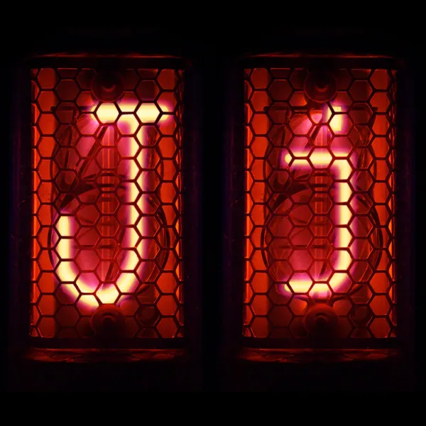 Nixie Tube Indikator Satz von Buchstaben das gesamte Alphabet. der Buchstabe "j". — Stockfoto