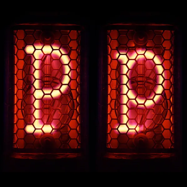 Nixie tube indicator set of letters the whole alphabet. The letter "P". — Stock Photo, Image