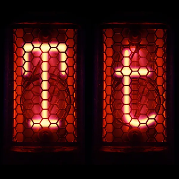Nixie tube indicator set of letters the whole alphabet. The letter "T". — Stock Photo, Image