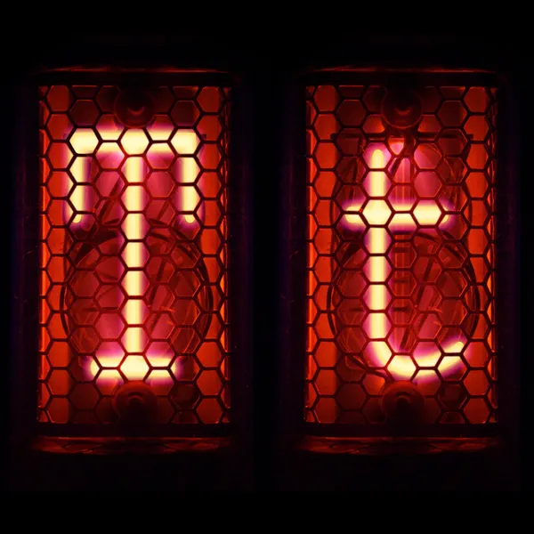 Nixie tube wskaźnik zestaw liter alfabetu. literka "t". — Zdjęcie stockowe