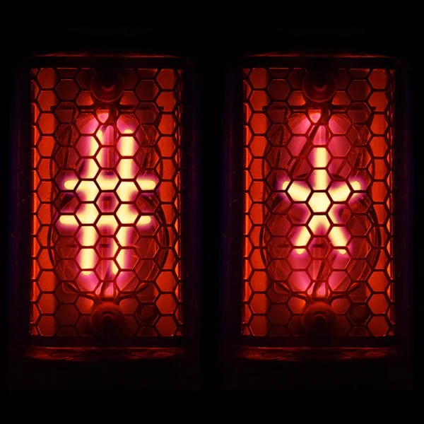 Nixie tube indicator of the numbers of retro style. lattice and the asterisk — Stock Photo, Image