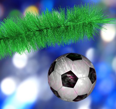 Noel ağacının dalına asılı futbol topu