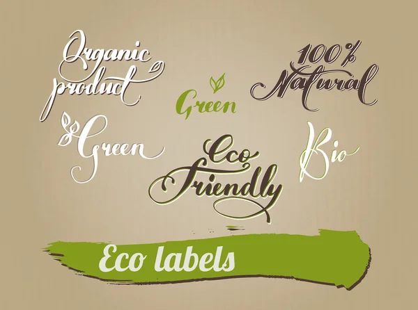 Calligraphie environnementale pour la conception d'emballages éco-produits — Image vectorielle