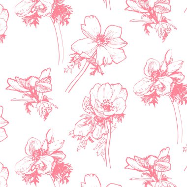 Anemone pattern. Hand-drawing clipart