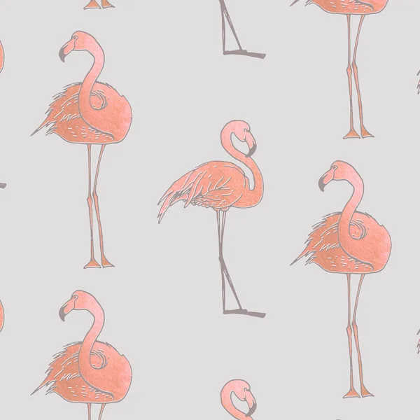 Padrão sem costura de flamingos rosa — Vetor de Stock