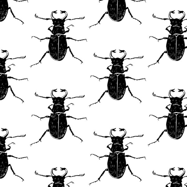 Seamless pattern with trend beetles