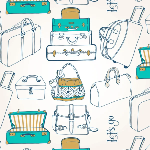 Seamless pattern with a lot of bags and suitcases — Stock Vector